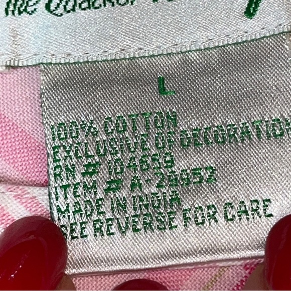 Quacker Factory PINK striped FLORAL night Dress Nightgown Cotton EMBROIDERY LRG - Picture 3 of 16